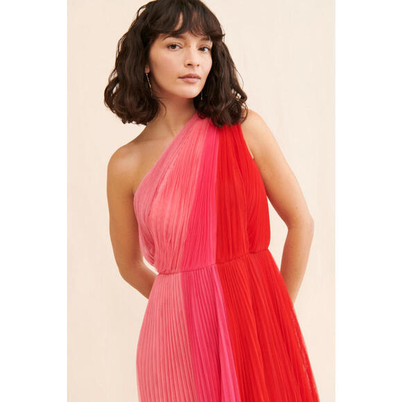 Hutch x Anthropologie - One-Shoulder Pleated Colorblock Maxi Dress, size 8 - Picture 3 of 13